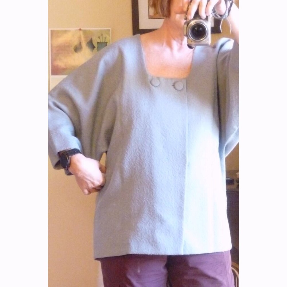 Vintage early 60s custom design mod loose cut wool crepe elegant jacket L- XL